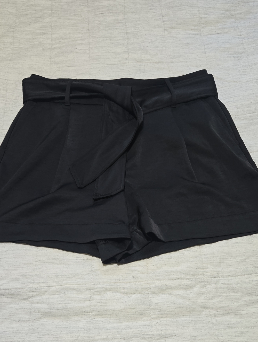 Express Black High-Waist Tie Belt Shorts